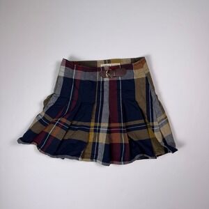 Hope & Henry Preppy Academic Kids Pleated Skirt Navy Plaid Organic Cotton